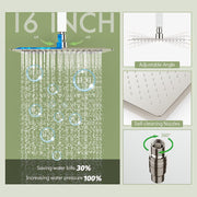 Bostingner 3 Function Shower System Push Button Brushed Nickel 16 Inch - Bostingner