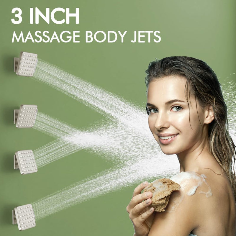 Bostingner 3 Function Shower System Push Button Brushed Nickel 16 Inch - Bostingner