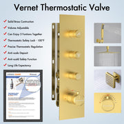 Bostingner Thermostatic Shower System Ceiling Mounted Square 16 Inch Gold - Bostingner