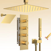 Bostingner 12+6 Inch Dual Shower Head Thermostatic Systems Gold (Knob) - Bostingner