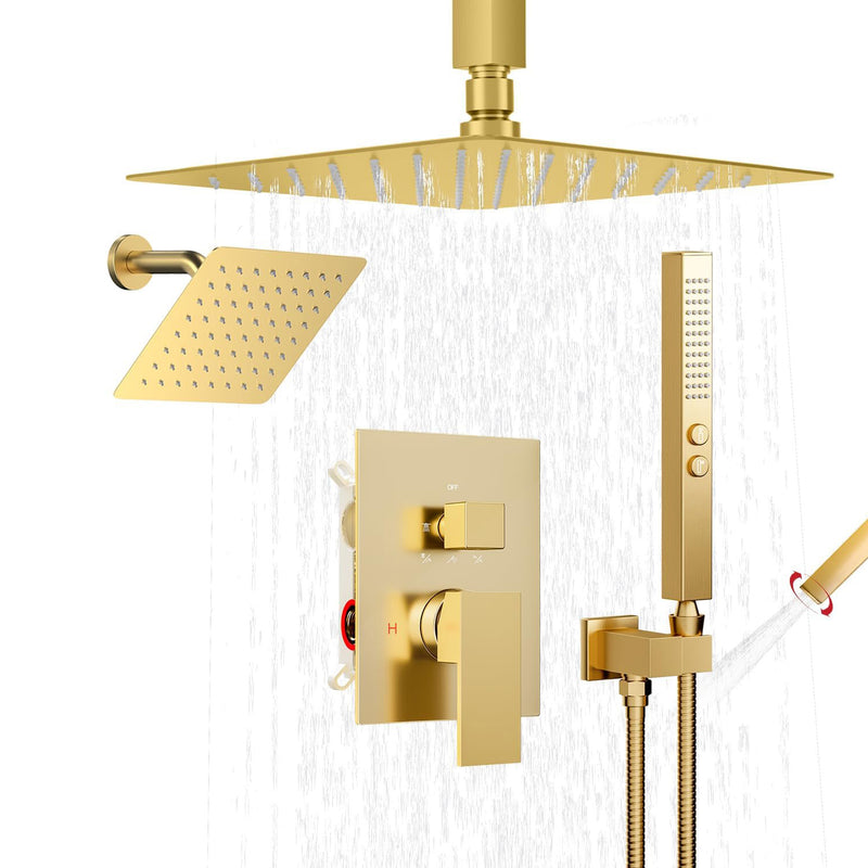 Bostingner 10+6 Inch Dual Shower Head System Gold (Five Function) - Bostingner