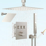 Bostingner 10+6 Inch Dual Shower Head Thermostatic Systems with 2 Function Wand Brushed Nickel - Bostingner