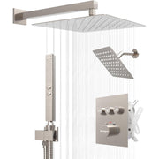 Bostingner 12+8 Inch Dual Shower Head Thermostatic Systems with 2 Function Wand - Bostingner