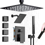 Bostingner Four Function Dual Shower Head System 12+6 Matte Black - Bostingner