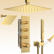 Bostingner 12+6 Inch Dual Shower Head Thermostatic Systems Gold (Push Button) - Bostingner