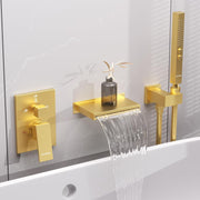 Bostingner 5.9" Waterfall Bathtub Faucet Set with 2 In 1 Handheld Sprayer Gold - Bostingner