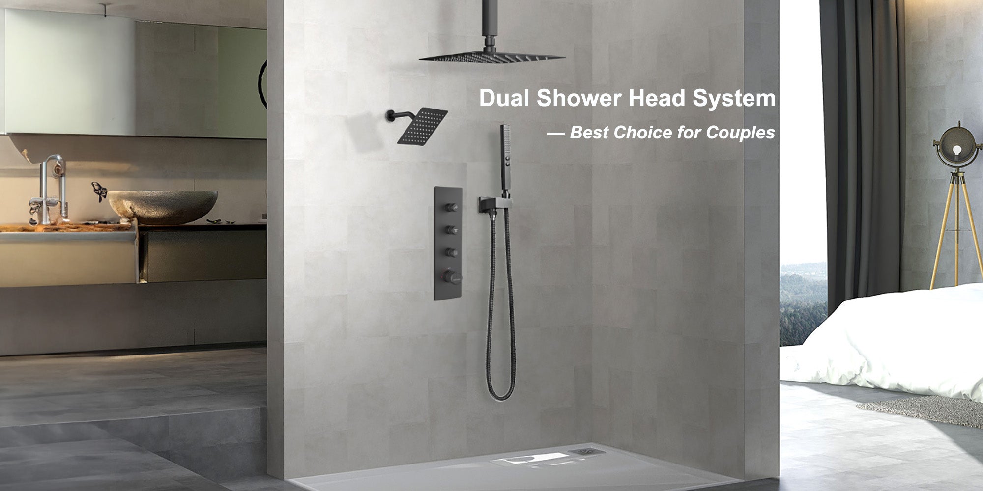 Dual shower head shower system