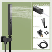 Bostingner Shower System with Body Spray Jets Wall Mounted Black 10 Inch - Bostingner