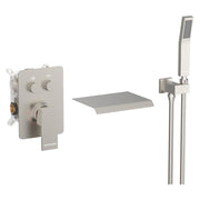 Bostingner 7.9" Waterfall Bathtub Faucet Set with Sprayer Push Button Brushed Nickel - Bostingner