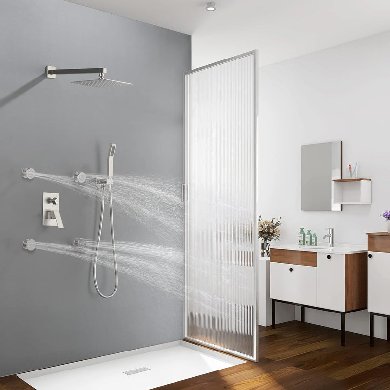 Bostingner Round Shower Body Spray Jets Wall Mount Brushed Nickel - Bostingner