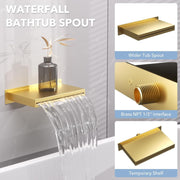 Bostingner 5.9" Waterfall Bathtub Faucet Set with 2 In 1 Handheld Sprayer Gold - Bostingner