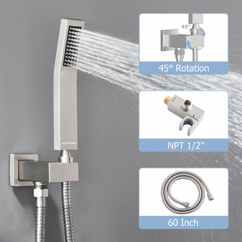 Bostingner Waterfall Bathtub Faucet Set with Sprayer Brushed Nickel - Bostingner