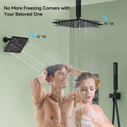 Bostingner 12+6 Inch Dual Shower Head Thermostatic Systems Matte Black (Push Button) - Bostingner