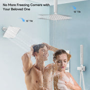 Bostingner 12+6 Inch Dual Shower Head Thermostatic Systems Brushed Nickel (Knob) - Bostingner