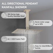 Bostingner Four Function Dual Shower Head System 12+6 Brushed Nickel - Bostingner