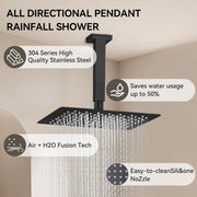 Bostingner Four Function Dual Shower Head System 12+6 Matte Black - Bostingner