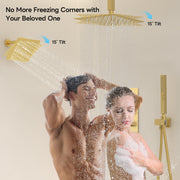 Bostingner 12+6 Inch Dual Shower Head Thermostatic Systems Gold (Push Button) - Bostingner
