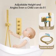 Bostingner 12+6 Inch Dual Shower Head Thermostatic Systems Gold (Push Button) - Bostingner