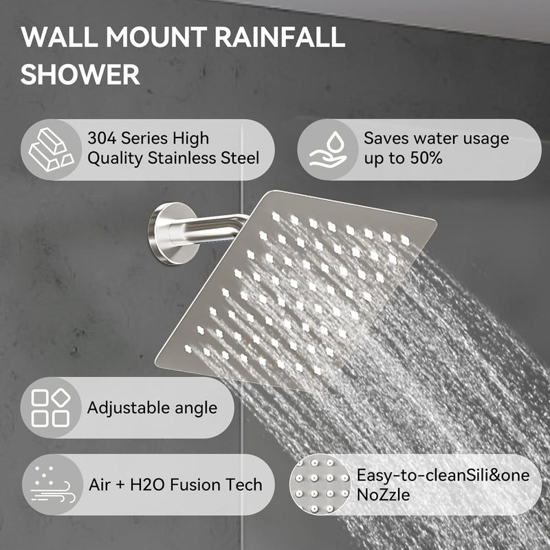 Bostingner Four Function Dual Shower Head System 12+6 Brushed Nickel - Bostingner