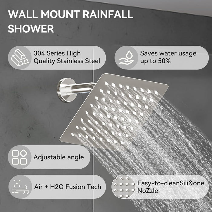 Bostingner Four Function Dual Shower Head System 12+6 Brushed Nickel