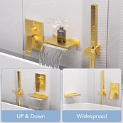 Bostingner 5.9" Waterfall Bathtub Faucet Set with 2 In 1 Handheld Sprayer Gold - Bostingner