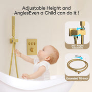 Bostingner 10+6 Inch Dual Shower Head Thermostatic Systems with 2 Function Wand Gold - Bostingner