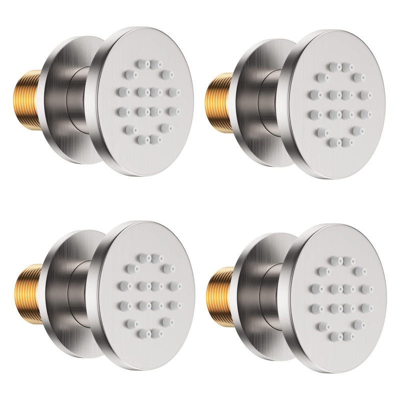 Bostingner Round Shower Body Spray Jets Wall Mount Brushed Nickel - Bostingner