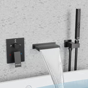 Bostingner 5.9" Waterfall Bathtub Faucet Set with 2 In 1 Handheld Sprayer Black - Bostingner