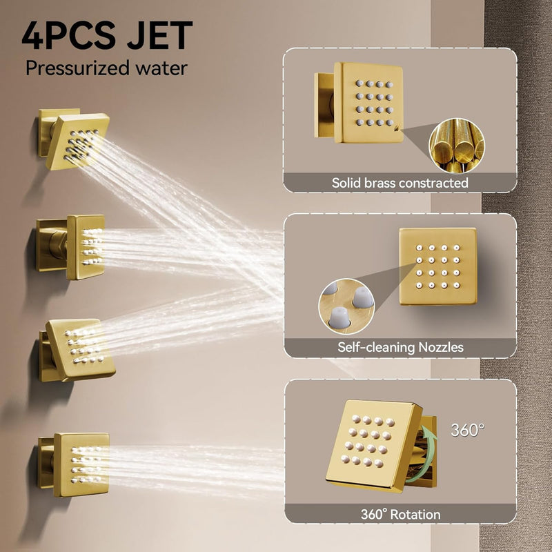 Bostingner Four Function Dual Shower Head System 12+6 Gold - Bostingner