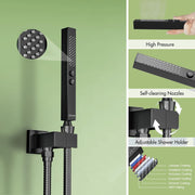 Bostingner 12+6 Inch Dual Shower Head Thermostatic Systems with 2 Function Wand Matte Black - Bostingner