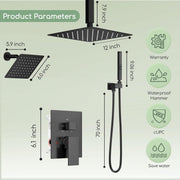Bostingner 12+6 Inch Dual Shower Head System Matte Black (Five Function) - Bostingner
