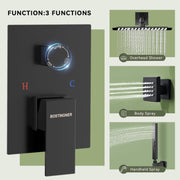 Bostingner Shower System with Body Spray Jets Wall Mounted Black 10 Inch - Bostingner