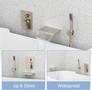 Bostingner Waterfall Bathtub Faucet Set with Sprayer Brushed Nickel - Bostingner