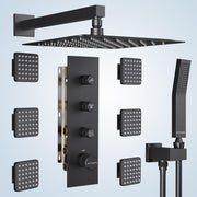 Bostingner Thermostatic Shower System Wall Mounted Square 12 Inch Matte Black - Bostingner