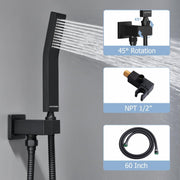 Bostingner Waterfall Bathtub Faucet Set with Sprayer Push Button Matte Black - Bostingner