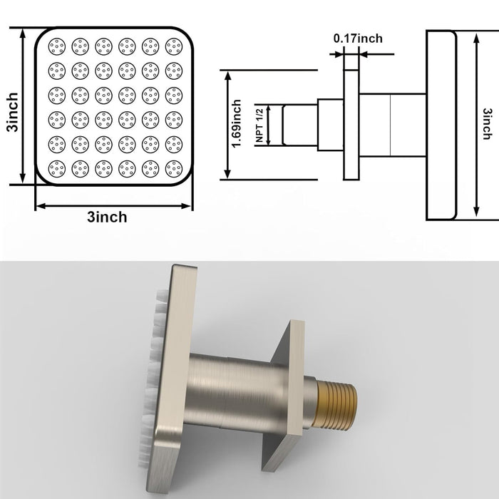 Bostingner Adjustable Flow Shower Body Spray Jets 3 Inch Square - Bostingner