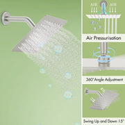 Bostingner 12+8 Inch Dual Shower Head Thermostatic Systems with 2 Function Wand - Bostingner
