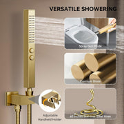 Bostingner Four Function Dual Shower Head System 12+6 Gold - Bostingner