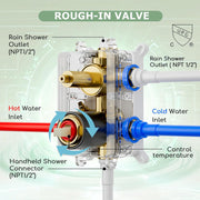 Bostingner 10+6 Inch Dual Shower Head System Matte Black (Five Function) - Bostingner