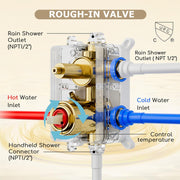 Bostingner 10+6 Inch Dual Shower Head System Gold (Five Function) - Bostingner