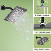 Bostingner 12+6 Inch Dual Shower Head Thermostatic Systems with 2 Function Wand Matte Black - Bostingner