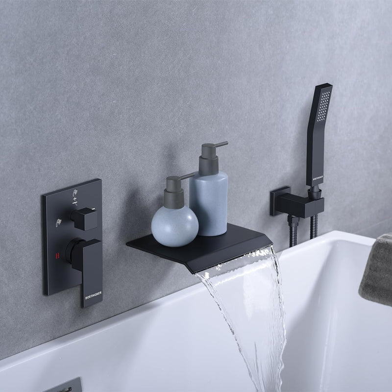 Waterfall Bathtub Faucet Set with Sprayer