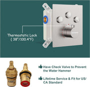 Bostingner Shower System Thermostatic with 6 Pcs Body Jets Wall Mounted Brushed Nickel 12 Inch - Bostingner