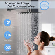 Bostingner Thermostatic Shower System Wall Mounted Square 12 Inch Matte Black - Bostingner