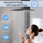 Bostingner Thermostatic Shower System Ceiling Mounted Square 16 Inch Matte Black