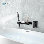 Bostingner 5.9" Waterfall Bathtub Faucet Set with 2 In 1 Handheld Sprayer Black - Bostingner