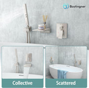 Bostingner 3.9" Waterfall Bathtub Faucet Set with 2 In 1 Handheld Sprayer Brushed Nickel - Bostingner