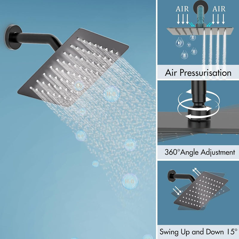 Bostingner 12" Dual Shower Head System with 6" Rainfall Showerhead Black - Bostingner