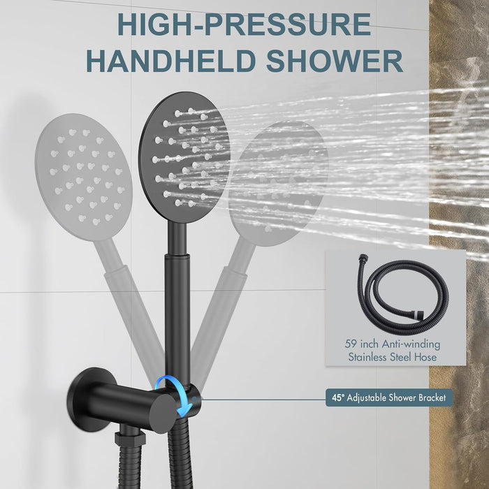 Bostingner Thermostatic Shower System Round 12 Inch Black