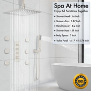 Bostingner Thermostatic Shower System Ceiling Mounted Square 16 Inch Brushed Nickel